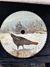 Vintage Artist Signed Hand Painted Circular Saw Blade 11.5  Turkey Landscape
