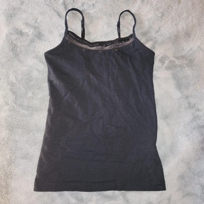 SO Camisole Girls 7-8 Black Lace Trim Adjustable Strap Tank Top Shelf Bra