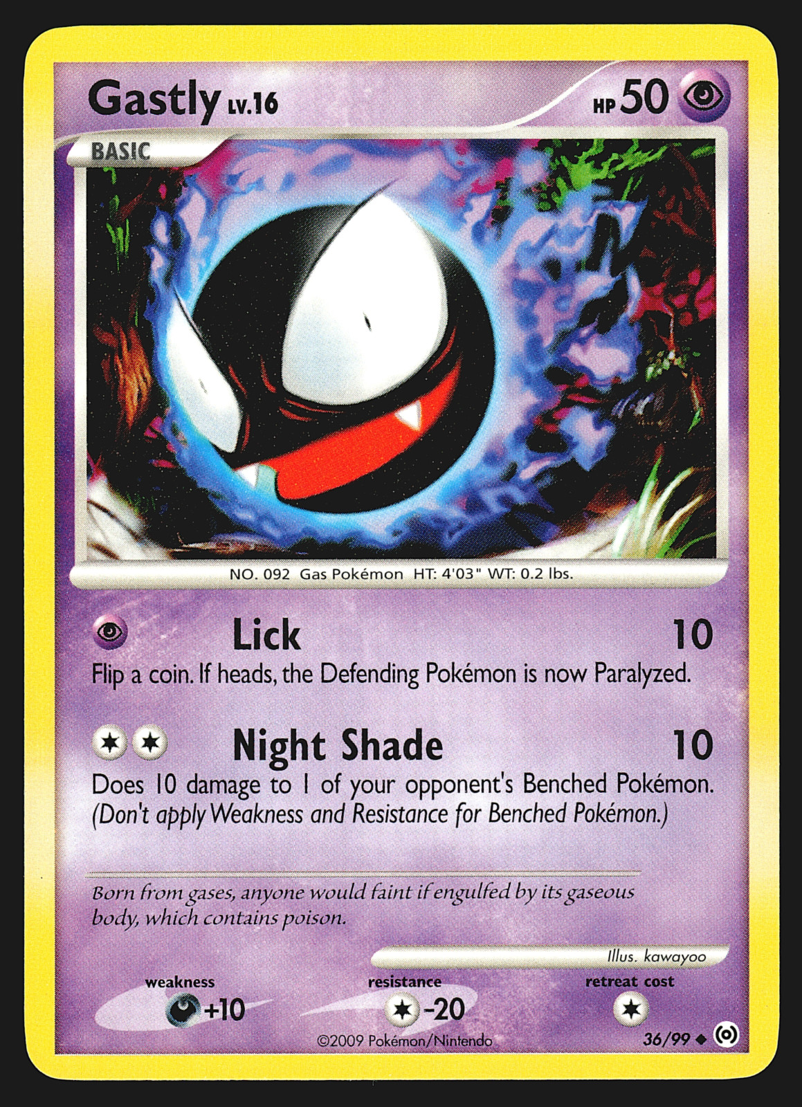 Gastly 36/99 Platinum Arceus Pokemon Card LP
