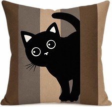 004 Huglina Black Cat Decorative Throw Pillow-Insert Included 18x18 Inch