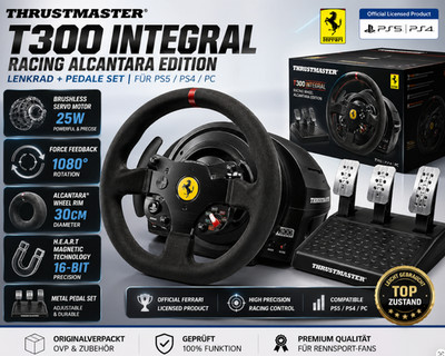 Thrustmaster Ferrari T300 Integral Racing Alcantara Lenkrad + Pedale Set PS5 OVP