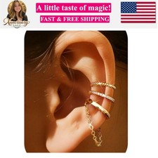 14K Gold Plated Ear Cuff Earrings for Women Non Piercing Hypoallergenic Non T...