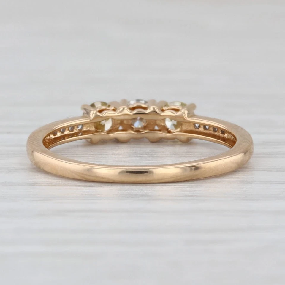 Anel redondo de diamante branco amarelo com 3 pedras 0,55 ctw ouro amarelo 18k tamanho 7,25 certificado - Imagem 4 de 4