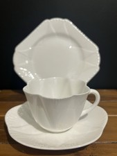 Shelly Dainty White Porcelain Tea Cup Saucer and Plate Bone China No Damage VGC