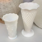 Vintage Milk Glass Vase Set - Scalloped Hobnail & Teardrop - Mid-Century Decor