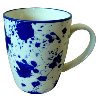 Blue Paint Splash Pop Art Mug 325ml Ceramic Porcelain Retro Novelty Coffee Tea