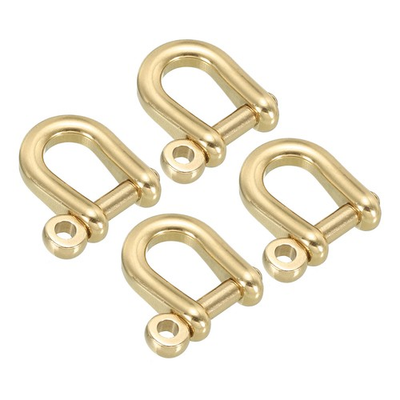 #ad 4pcs D Ring Shackle 6mm Inner Width Brass Pin Shackle U Type Key Fob Hook $14.82