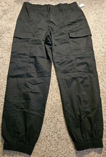 NWT GAP Womens XL Tall Black Downtown Cargo Joggers Pants Moonless Night Utility