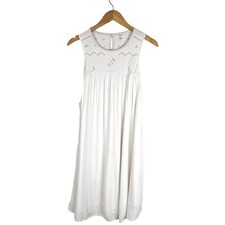 Aritzia Wilfred White Embroidered Allier Modal Swing Dress Size Large
