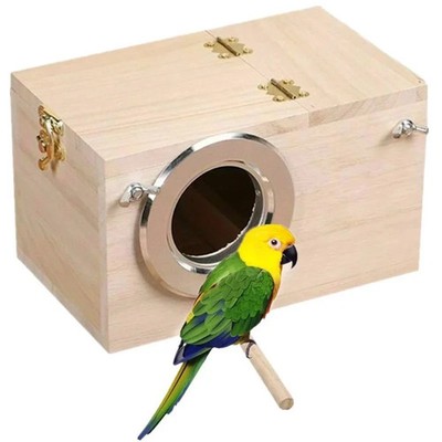 Bird Nest, Parakeet Box, Breeding Wood Budgie Parrot Sparrow 7.8  X 4.7  X 4.7 