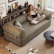 Sofá de compresión convertible de 78,8" sofá cama almohada respaldo reposabrazos