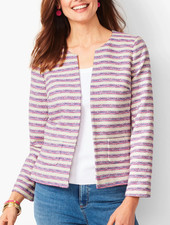 Talbots Stripe Tweed Lined Blazer Jacket Hook / Latch closure Womens Size 2