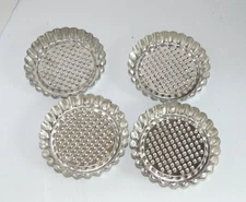 Set of 4 Mini Tin Metal Tart Pie Pans Scalloped Edges 4" across