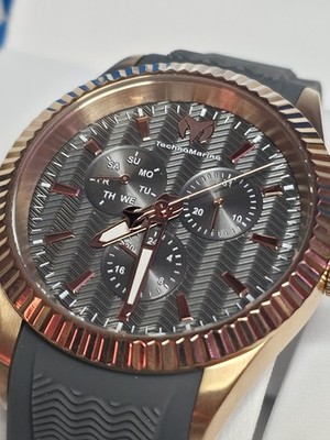 TechnoMarine Rose Gold Multifunction Watch Grey Textured Dial New In box