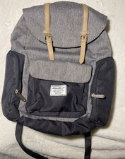 Eddie Bauer First Adventure Diaper Backpack Canvas Bag w/ Leather Straps Pockets