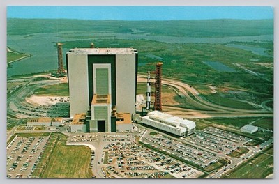Vintage NASA Kennedy Space Center Apollo Saturn V VAB Aerial Postcard TWA