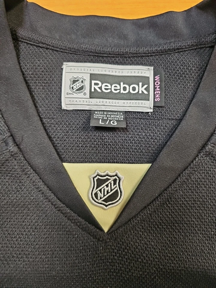 Camiseta deportiva de hockey para mujer LG Reebok cosida Pittsburgh Penguins #87 Sidney Crosby NHL  Foto 3 de 4