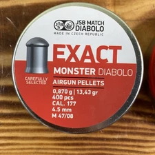 400 Count .177 CAL JSB EXACT MONSTER Diabolo AIRGUN PELLETS NEW 13.43 Gr