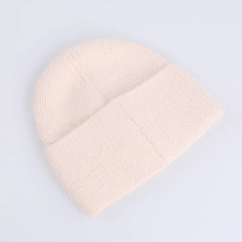 Sombrero de punto de invierno para mujer Angora piel de conejo cachemir gorro grueso cálido - Imagen 3 de 32