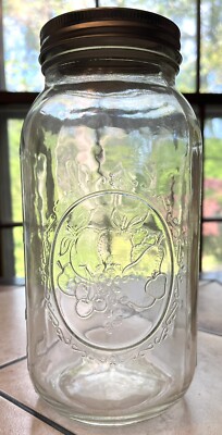 Ball Mason Jar Canning Glass Clear 6 Cup 3 Pints Fruit Design Wide Mouth