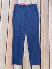 HUGO BOSS Navy Blue Plaid TOM 224X Flat Front Wool Stretch Dress Pants 30 R NWT