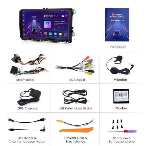 2+32G Carplay Für VW GOLF 5 PASSAT Jetta 9" Android 12 Autoradio GPS WiFi DAB BT - Bild 12 von 12