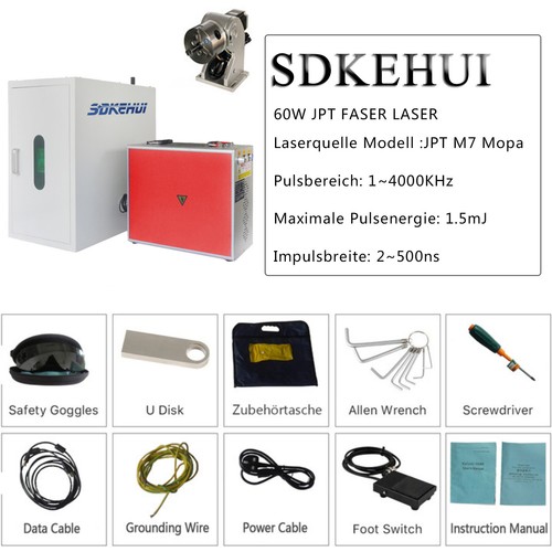 【DE】JPT M7 60W MOPA Fiber Laser Marking Machine Metal Engraving Cutter&Drehachse - Bild 11 von 15