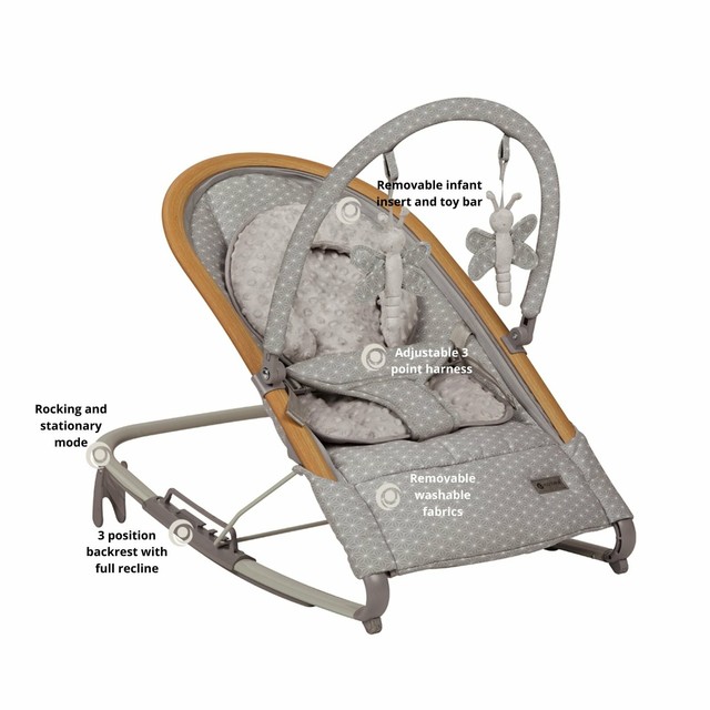 Monbebe Serenity Baby Rocker Grey Stardust For Newborn Infant Recliner Seat For Sale Online Ebay
