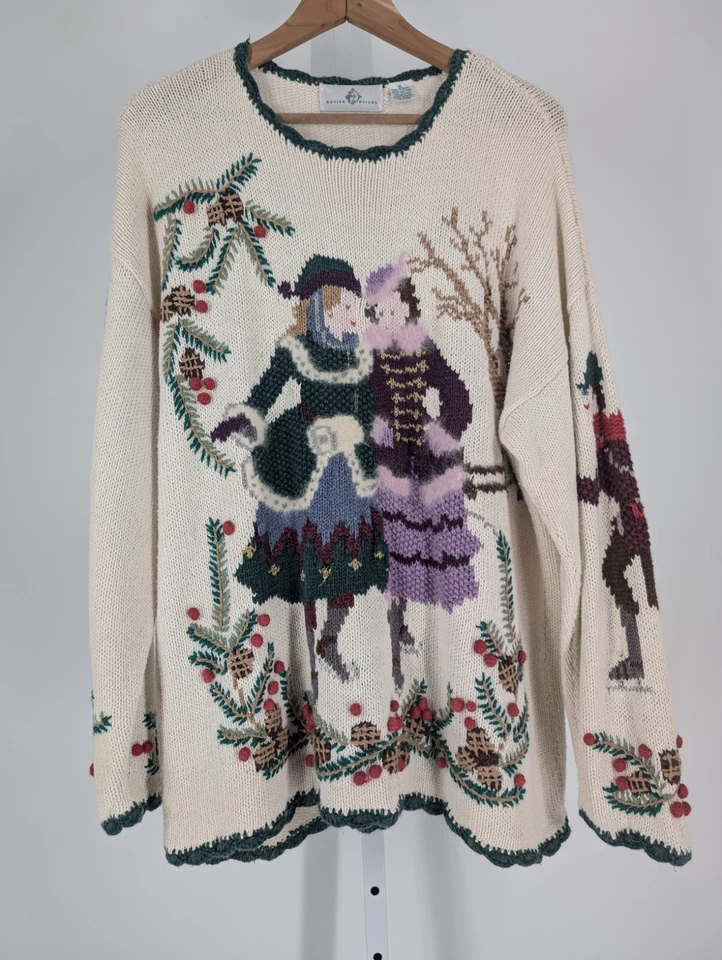 设计选项 复古 90 年代 滑冰雪橇 圣诞节 Intarsia 针织艺术工艺品 19 世纪 — 第 2/4 张图片