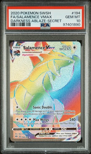 PSA 10 GEM MINT Salamence VMAX Darkness Ablaze 194/189 Holo Secret Rare Pokémon