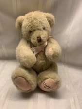 1994 DAKIN Cherished Teddies Jointed Teddy Bear - Tan - 12" - Pink Ribbon