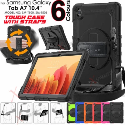TECHGEAR For Samsung Tab A7 10.4" T500 T505 Tough Rugged Hand & Shoulder Strap Stand Case