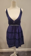 ZAFUL mini Dress Womens Small Sleeveless Dress Navy Blue Lace Fit Flare Party