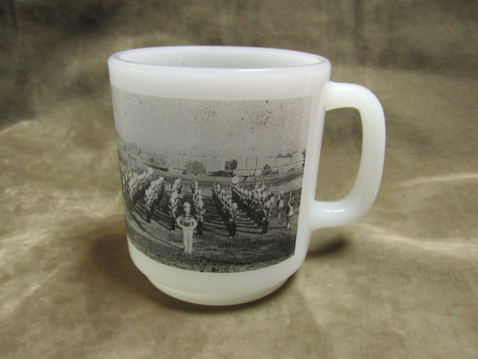 Vintage Glasbake McKee White Glass Coffee Mug Joplin Missouri Parkwood Band Fair