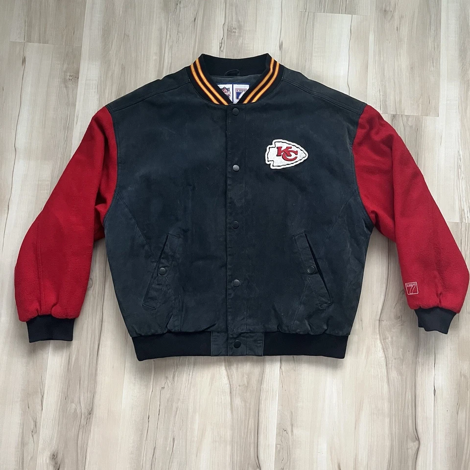 Chaqueta Universitaria De Colección Años 90 Logo 7 NFL Kansas City Chiefs Gamuza - L Foto 2 de 4