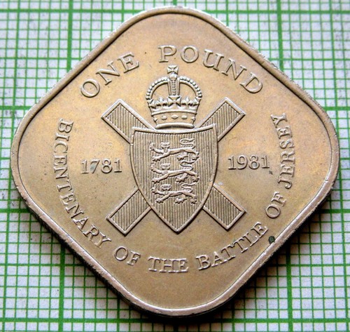 JERSEY 1981 ONE POUND 200th anniversary of the Battle of Jersey Square Shape UNC - Picture 3 of 6