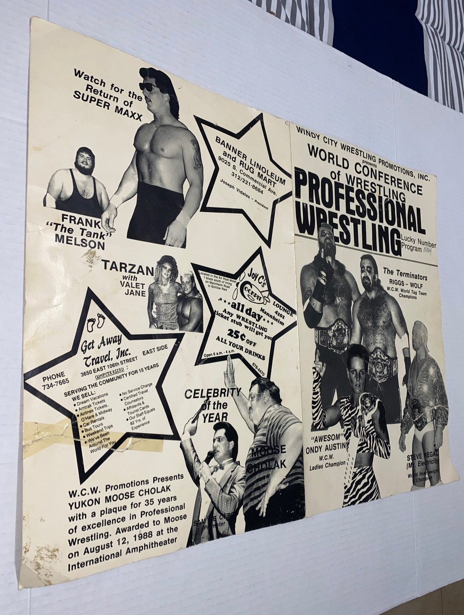 踊り子　Vintage poster Vintage 1980s Windy City Wrestling Promo Poster WCWP Chicago