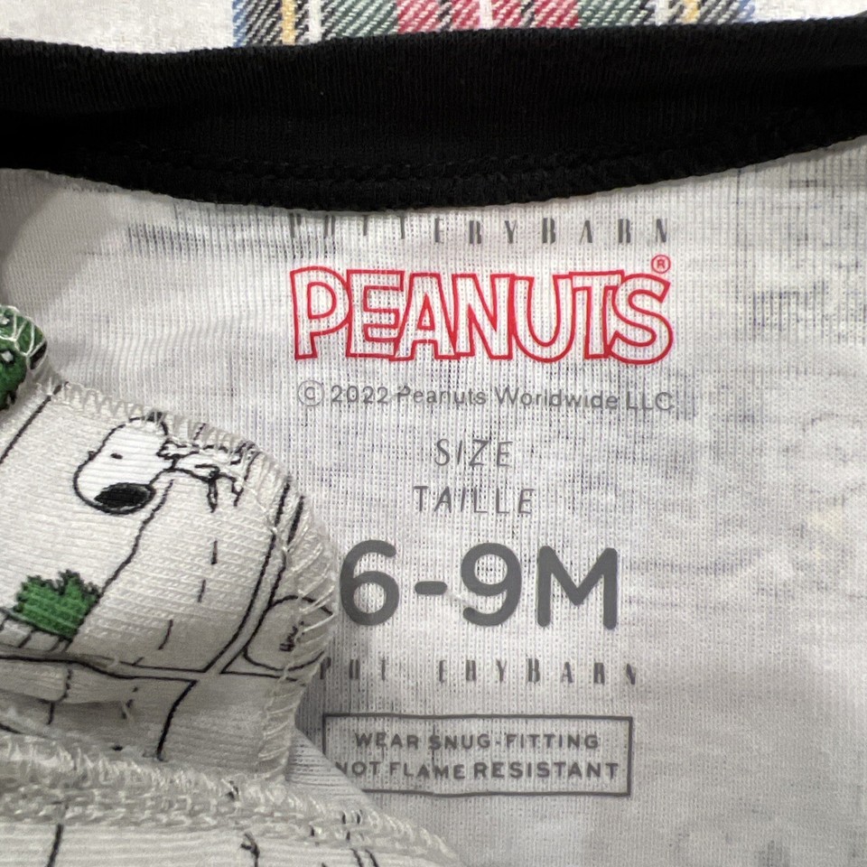 POTTERY BARN KIDS Peanuts Holiday Organic Nursery Pajama 6/9 Months