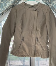 Therapy By Lane Crawford  Women’s Beige Crop Faux Leather Jacket Sz L