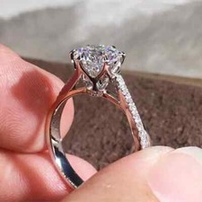 2.50Ct Round Cut Lab Created Diamond Women Engagement Ring 14K White Gold Plated