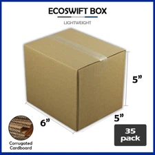 35 6x5x5 "EcoSwift" Brand Cardboard Box Packing Mailing Shipping Corrugated