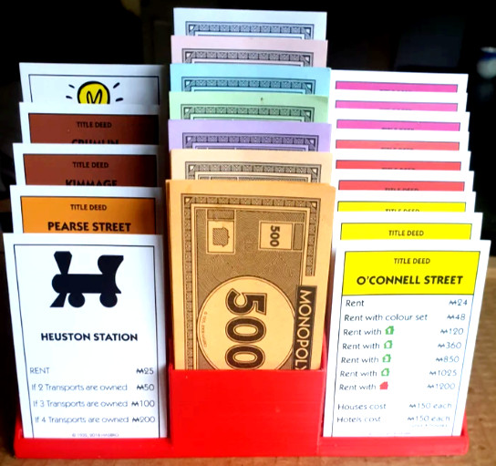Monopoly Money Organizer, Storage, Title Deed Property Holder Clutter Free White