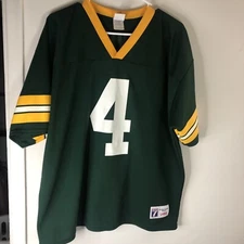 Vintage 90's Logo 7 Green Bay Packers Brett Favre #4 Jersey Size Large NFL USA