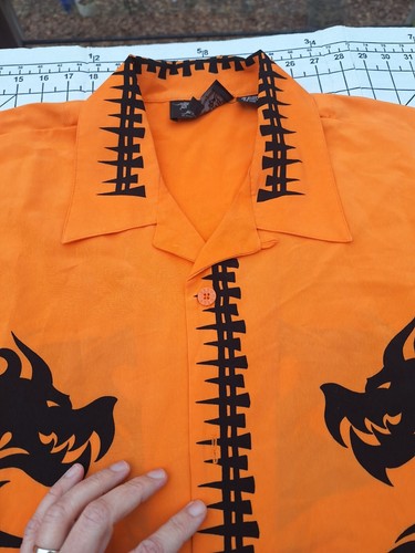 Dragonfly Clothing Company Shirt Men's XxL Dragon Skull Orange Black - Picture 4 of 10
