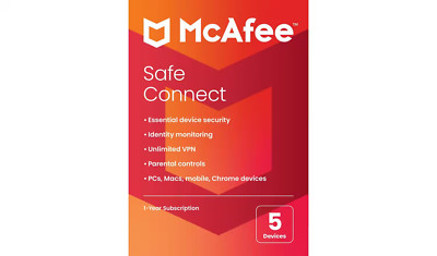 McAfee Safe Connect Unlimited VPN 2026 5 Geräte 1 Jahr (KARTE PER POST)
