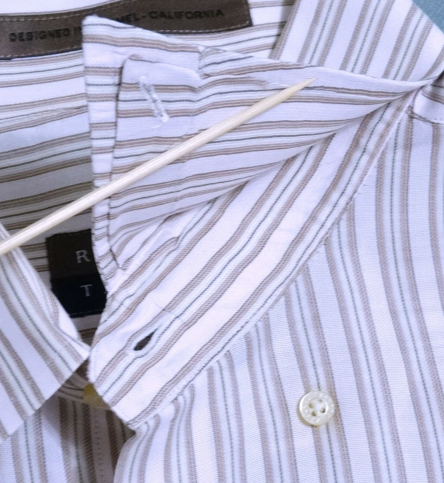 CAMISA ROBERT TALBOTT HOMBRE L 17 TOSTADO ROSA PÁLIDO BLANCO RAYAS TELA CARMEL Foto 4 de 4