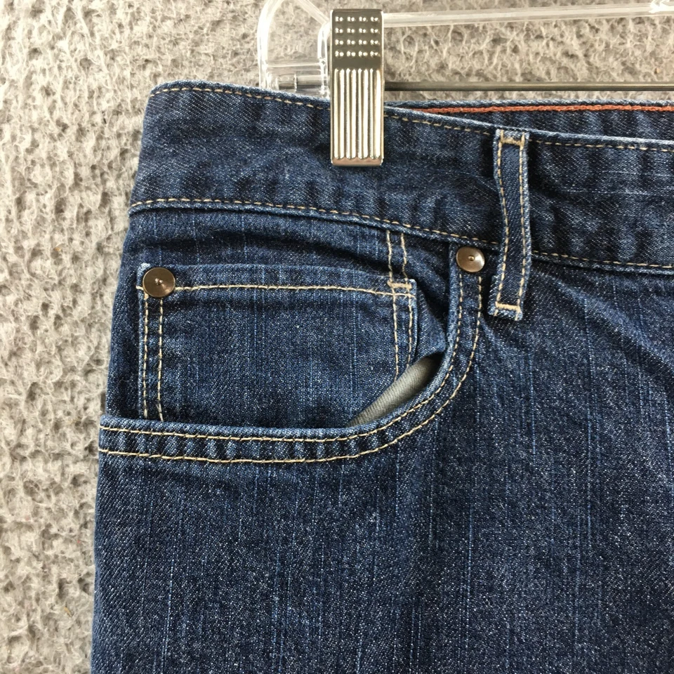 Eddie Bauer Bootcut Jeans Womens 12P (actual 34x28) Blue Denim Cotton Blend Zip - Image 3 of 4