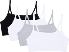 Fruit of The Loom Women's Spaghetti Strap Cotton Pull Over 4 Pack Sports Bra