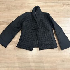 Giorgio Italia Women's Quilted Down Jacket Size Xl Black Wrap Style Puffer Coat