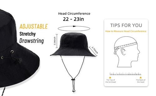 Men Women Waterproof Bucket Rain Hat with Chin Strap Quick Dry Packable Booni... - Picture 3 of 7